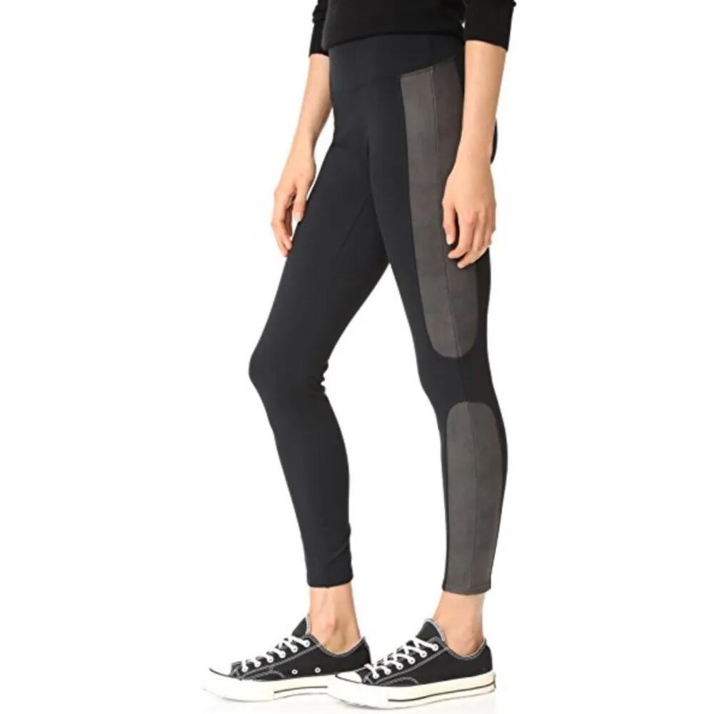 Spanx Black Faux Leather Panel Ponte Leggings XL